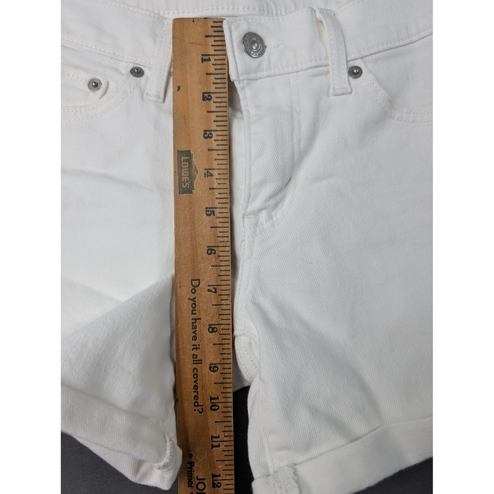 Levi's 501 Original Shorts White Denim Cuffed Mid Rise Size 28 - Picture 6 of 8